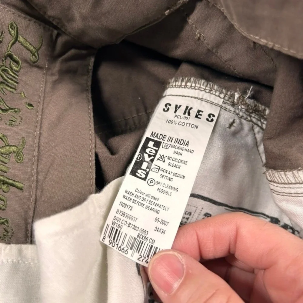 Vtg Levis Sykes Cargo Pants Mens 32x27 Utility Embroidery Multi Pocket Work Y2K